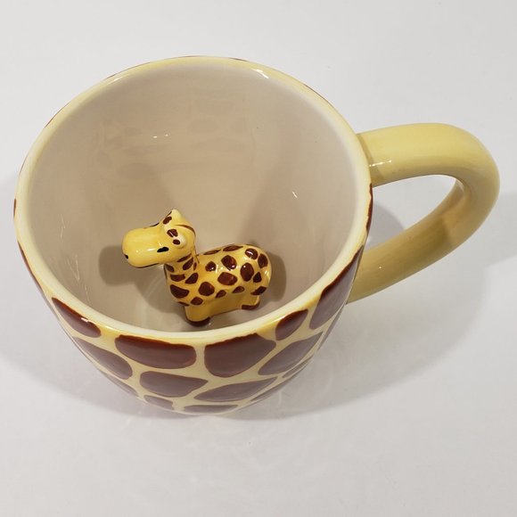 Pier 1 Giraffe Mug Hand Painted Surprise Baby Giraffe Inside, Set of 2 Cups - Picture 9 of 10